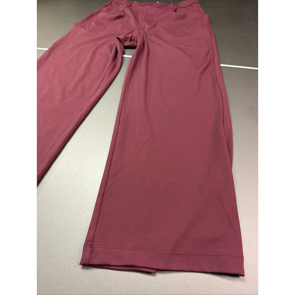 Halara Burgundy Wide Leg Pull On Pants Women's M Regular Stretch Casual - Picture 2 of 10